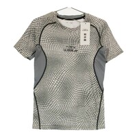 新古品 レディースS UABRAV スポーツウェア Tシャツ グレー 灰色 半袖 通気性 かっこいい ロゴマーク スマート 【24832】