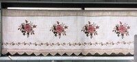 カフェカーテン　バラ花柄　刺繍　