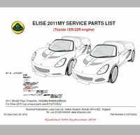 ロータス エリーゼ パーツリスト フェイズIII S3 2011以降 LOTUS ELISE 2021 最新 Elise R SC Club Racer RGB special EVO 220 SPORT 