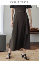WEB限定色のブラウン PUBLIC TOKYO パブリックトウキョウ　ベルテッドフレアスカート　フリーサイズ　