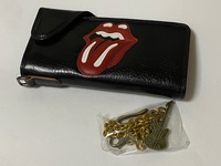 Rolling Stones 【 ローリングストーンズ 】 デザイン 長財布 ブラック 赤ロゴ ウォレットチェーン付 未使用展示品　