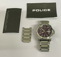 美品　腕時計　police　ポリス　不動品　12221J　余りコマあり　クォーツ　ステンレス　3針　4099