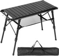 IGT テーブル アウトドアテーブル キャンプテーブル 高さ調節４３～６4㎝ 折り畳み 軽量 igt互換 収納袋付 (ブラック)