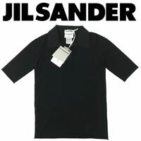 j282 未使用 JIL SANDER ジルサンダー 半袖 ポロシャツ ニット トップス Tシャツ サマーニット BLACK 34 イタリア製 襟付き 正規品