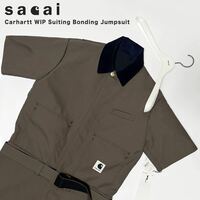 売り切り 新品未使用 Sacai Carhartt WIP Suiting Bonding Jumpsuit Taupe 24SS サイズ2 サカイカーハート ジャンプスーツ 黒グレー メンズ
