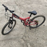 [引取限定] 21Technology 折りたたみ自転車 マウンテンバイク (26インチ) 6段変速 自転車 赤