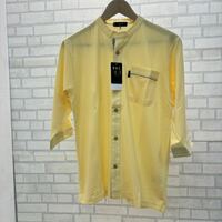 新品 タグ付き DAKS 日本製 定価:6,900円 長袖 シャツ 綿100% メンズ M イエロー 黄色 七分袖