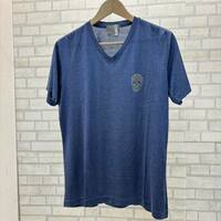 極美品 日本製 EPOCA UOMO 半袖 Tシャツ ラインストーン ドクロ スカル シルク100% 絹 青 ブルー ネイビー メンズ 50