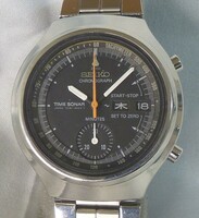 中古 セイコー タイムソナー 7018-6000 ミニッツカウンター付 OH完了 Pre-owned SEIKO TIME SONAR with Minutes Counter Silver Black