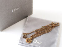 E17000 美品 Christian Dior クリスチャンディオール ネックレス CDロゴ ヴィンテージ ペンダント 箱付き ゴールドカラー アクセサリー