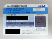 ANA 株主優待券 2024年5月31日まで　1-7枚　株主番号・パスワード通知