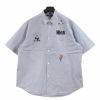 UNDERCOVER アンダーカバー 23SS ストライプコラージュ半袖シャツ 4 ネイビー ホワイト
