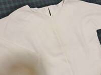 美品 ドゥ ファミリィ ハートネック シャツ オフホワイト 6881 M きれいめ ブラウス カットソー 通勤 日本製 DO FAMILY ドゥファミリー