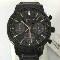 アニエス・ベー VR42-KNJ0 HP｜FCRD995 SAMソーラーモデル ブラック 文字盤 デイト クロノグラフ ソーラー メンズ 腕時計 稼働品 agns b.