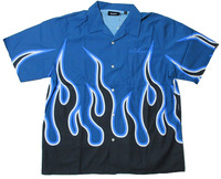 エクストララージ（XLARGE）FLAME 半袖シャツ Lサイズ 101222014005 ブルー 炎 ファイヤー