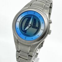 美品 FOSSIL BIG TIC ビッグティック ドットインデックス 腕時計 アナデジ クォーツ quartz シルバー 銀 フォッシル Y583