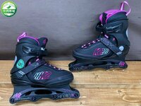 【O-6387】K2 インラインスケート ブーツ ブラックxパープル系 KINETIC 80 W 23.5cm 現状品【千円市場】