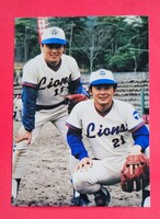 Lサイズのカラー生写真/太平洋クラブライオンズ・加藤、東尾の両投手