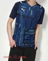 434　美品　PUMA　プーマ　サッカー　フットサル　半袖Tシャツ　VネックTシャツ　スポーツウェア　sizeM