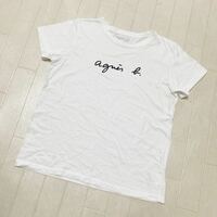 3919☆ Agnes b. アニエスベー トップス 半袖Tシャツ 半袖カットソー カジュアル レディース 2 ホワイト 文字 ロゴ