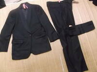 まとめて即決！シルク絹混合　光沢ある　黒　J PRESS製 カマーバンド付き　ブラックフォーマル　シングルスーツ上下セット