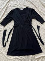 シンプルデザインの七分袖マタニティワンピースM ブラック 授乳服