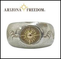 ARIZONA FREEDOM アリゾナフリーダム K18 ゴールド 太陽神 シルバー 925 唐草 アラベスク 平打ち 甲丸 リング 指輪 18号 イーグル フェザー