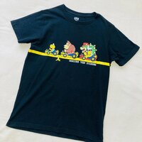 スーパーマリオ　マリオカート　プリント Tシャツ　ブラック/黒　150