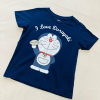 ドラえもん/DORAEMON　キャラクター プリント Tシャツ　ネイビー/紺　100　インド製