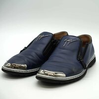△GIUSEPPE ZANOTTI ジュゼッペザノッティ　靴　中古品　ブルー サイズ42 (約26、5cm) ローファー シューズ メンズ