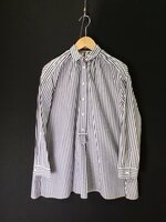 マカフィ　Aライン　超短襟　ストライプ　shirt　ブラウス【L's(38)/ブルー/Sランク】b4Z
