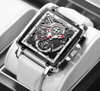 新品未使用★日本未入荷★LlGE高級メンズ腕時計 クロノグラフ ラバー白 ウブロ バーバリーBURBERRYカルバンクラインフェンディファンに人気