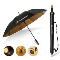 125cm 長傘 自動オープン 高級感 レクサス プリントロゴ ゴールドゴムコーティング 晴雨兼用 収納バッグ付 車用傘 ゴルフ傘