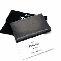 1円 極美品 BERLUTI ベルルッティ ジャグア スクリットレザー カードケース 名刺入れ ブラック系
