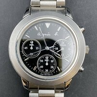 G0412S24 可動 agnes b. アニエスベー　クォーツ腕時計 アナログ ステンレス ブラック シルバー ステンレス V654-6100