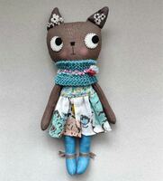 猫　ハンドメイドドール　猫の置物　猫グッズ　インテリア　手作り人形　猫の人形