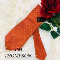 JIMTHOMPSON ジムトンプソン メンズ 男性 紳士 ネクタイ 総柄 ドット柄 ドット オレンジ 橙 結婚式 新品未使用 タグ付き 剣先 9.7cm