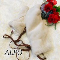 ALPO アルポ レディース 女性 婦人 手袋 ファー リアルファー アイボリー 白系 レザー イタリア製 イタリアブランド ブランド手袋 美品