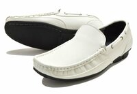 新品 ウィルソン 8801 白 24.5cm メンズスリッポンシューズ メンズデッキシューズ ドライビングシューズ モカシン 紳士靴 軽量 Wilson 靴