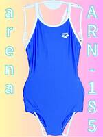 状態◎arena白パイピング 女子スイミングスポーツ水着スクール水着 ARN-185WK紺 サイズMアリーナ
