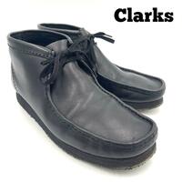 204美品 US10 クラークス オリジナルズ Clarks ワラビー Wallabee ナタリー レザー ブーツ ミドルカット 黒 ブラック 27.5cm