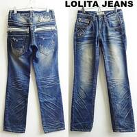 即決★ 送料無★ ロリータジーンズ　セミタイトストレートデニム　W70cm　レディース　藍青　Lolita Jeans　H234