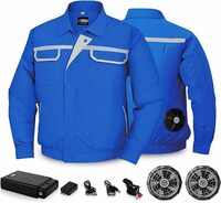 処分価格 空調服　L XL サイズ指定可能　ファン　バッテリー　セット　10000mAh 青　長袖　空調　空調服セット 作業服