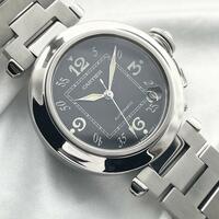 T529 分解整備・磨き済 Cartier カルティエ パシャ ドゥ カルティエ デイト W31043M7 黒文字盤 自動巻 機械式 腕時計
