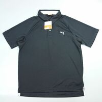 未使用タグ付き PUMA GOLF プーマゴルフ ロゴ刺繍半袖ポロシャツ L ブラック メンズ