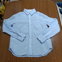 TOMORROWLAND　トゥモローランド　シャツ(長袖)　36　Sサイズ相当　レギュラーカラー　水色LightBlueブルー　リネン麻１００％　春夏