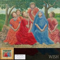 【真作】【WISH】アンドレ・ボーシャン Andre Bauchant「聖アウグスティヌス」油彩 8号 1944年作 ◆素朴派代表的画家!群像名画 #24042184
