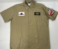 COSPA/コスパ　ワッペンベース　COSPAオリジナル　　半袖ワークシャツ　　ワッペン３枚付　　Lサイズ　　古着