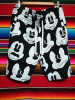 H&M エイチアンドエム ミッキーマウス プリント スウェットショートパンツ 美中古 US Lサイズ ブラック 黒白 総柄 Disney ディズニーコラボ