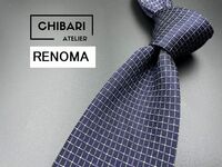 【美品】RENOMA　レノマ　チェック柄　ネクタイ　3本以上送料無料　ネイビー　0402129